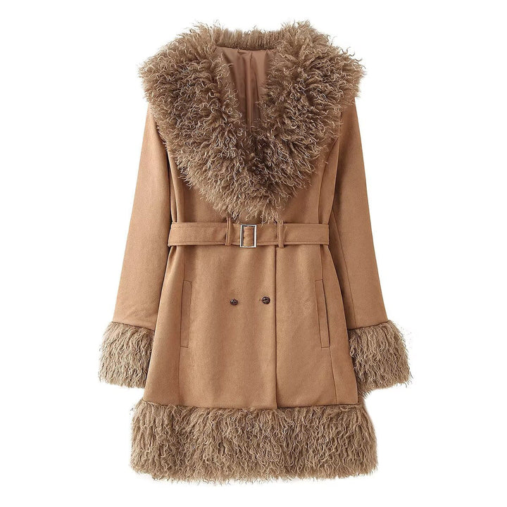 Kuschelige Damenjacke aus Teddyplüsch mit voluminösem Kragen