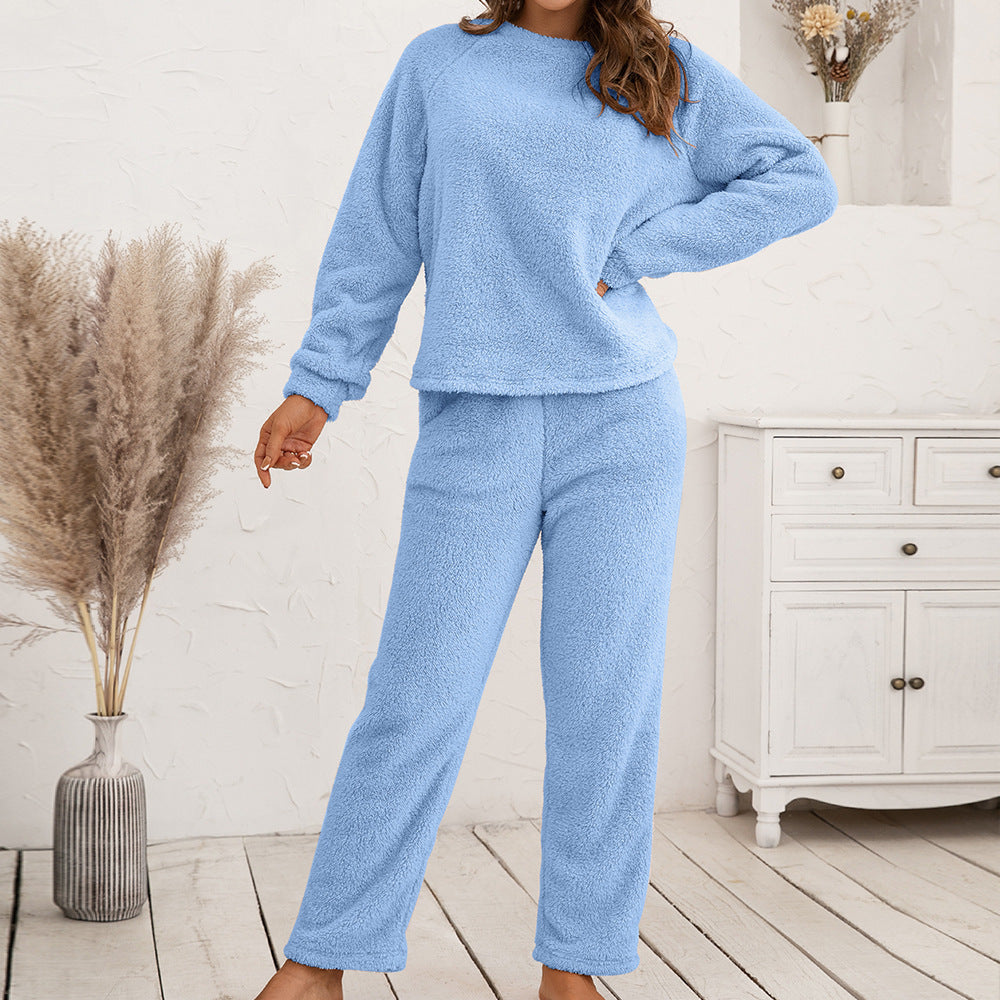Damen Fleece Pyjama Set Lockerer Schnitt