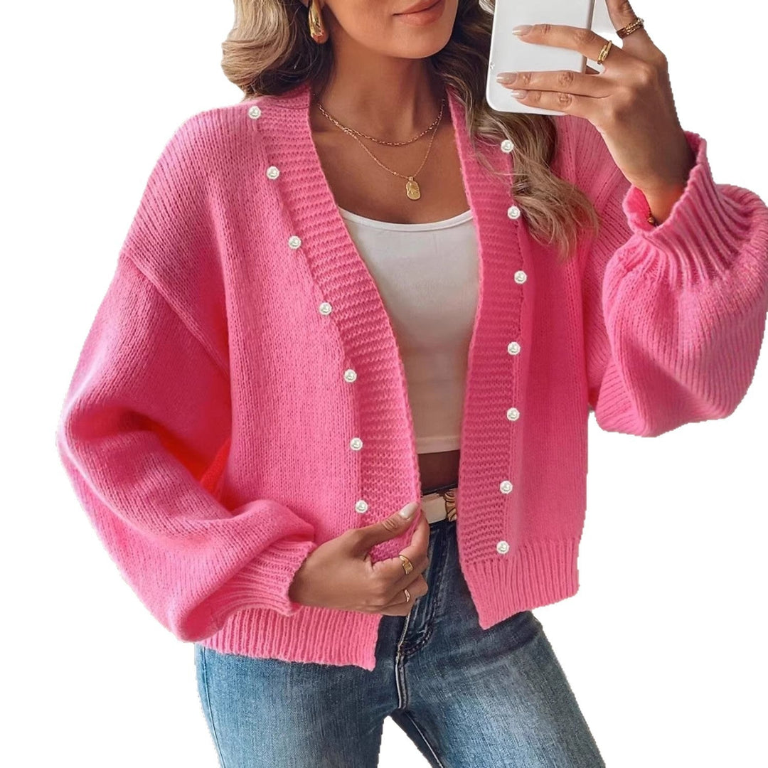Damen-Cardigan mit weicher Strickstruktur und Ballonärmeln
