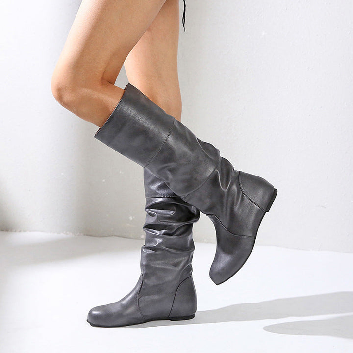 Women's Knee-High Slouch Block Heel Boots