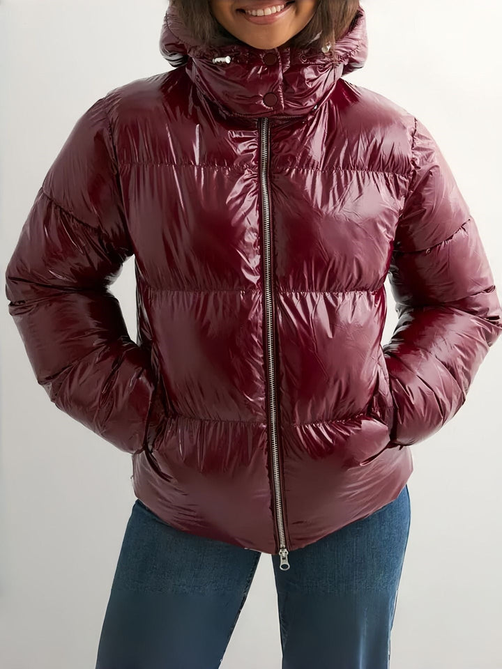 Damen-Winterjacke mit Kapuze und gepolsterter Daunenfüllung