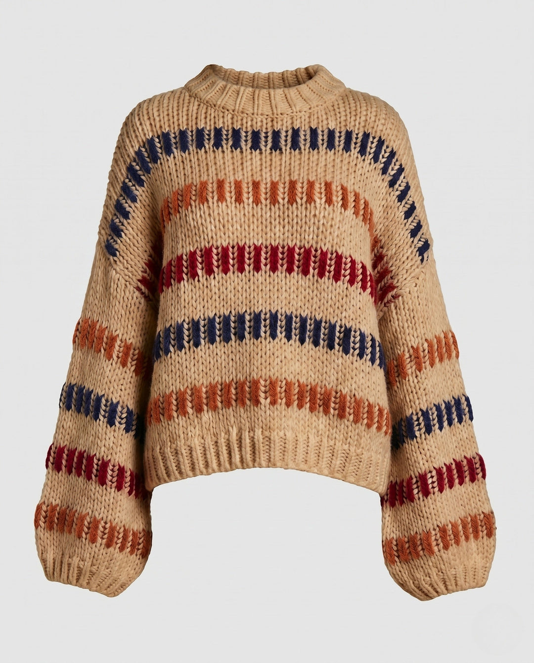 Damen-Strickpullover mit bunten Streifen als vielseitiges Outfitteil