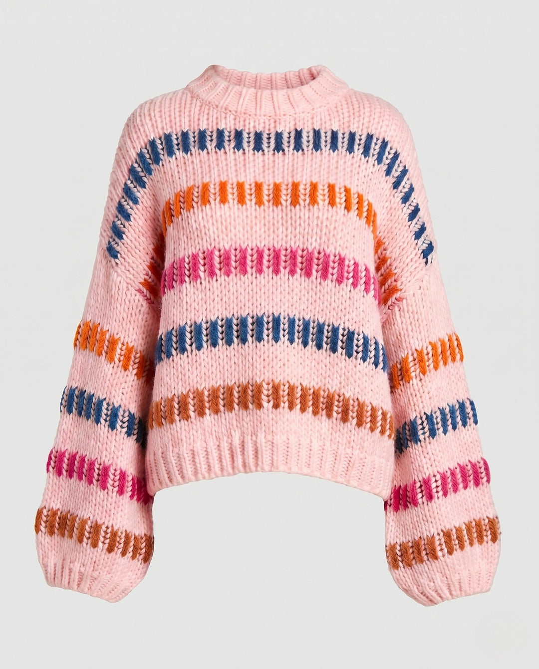 Weicher gestreifter Strickpullover in mehrfarbiger Gestaltung