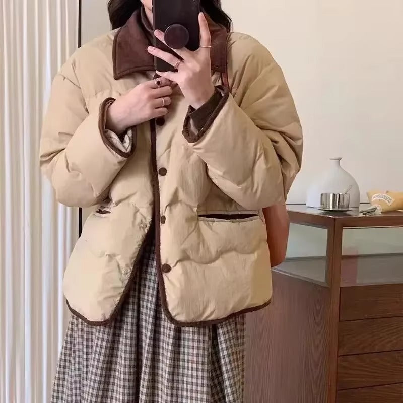 Steppjacke mit Kragen und Knopfleiste