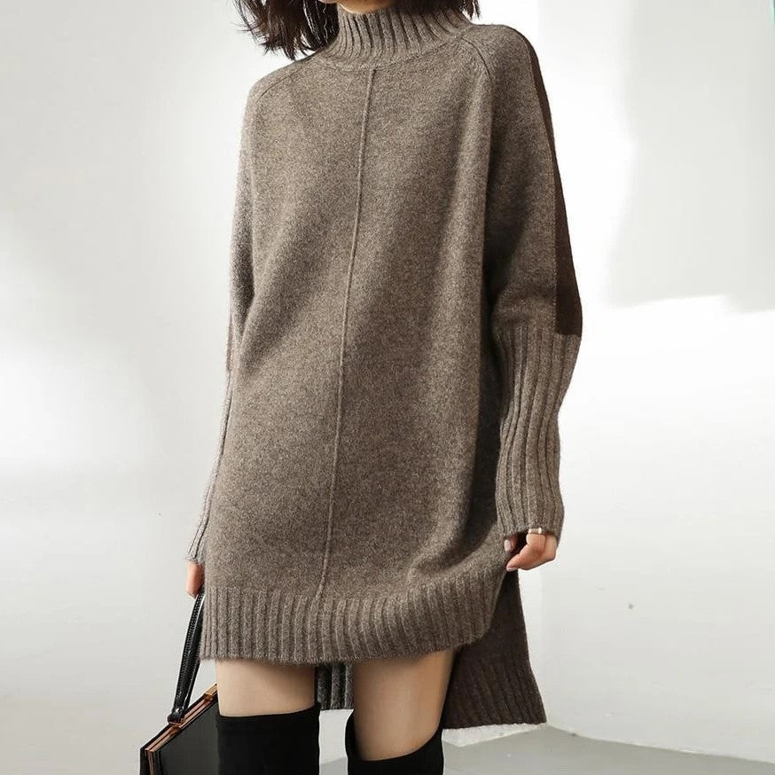 Damen Strickkleid Mit Rollkragen Und Langen Ärmeln