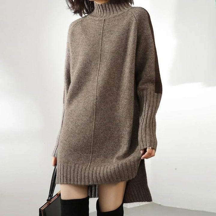 Damen Strickkleid Mit Rollkragen Und Langen Ärmeln