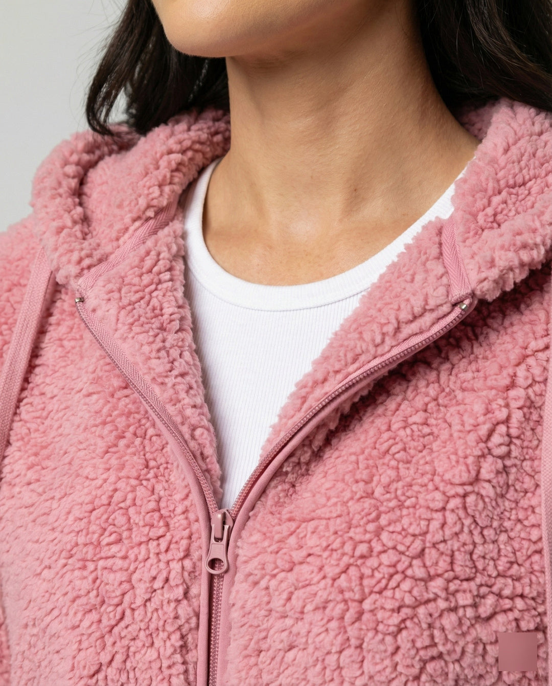 Lange Fleecejacke mit kuscheliger Teddystruktur