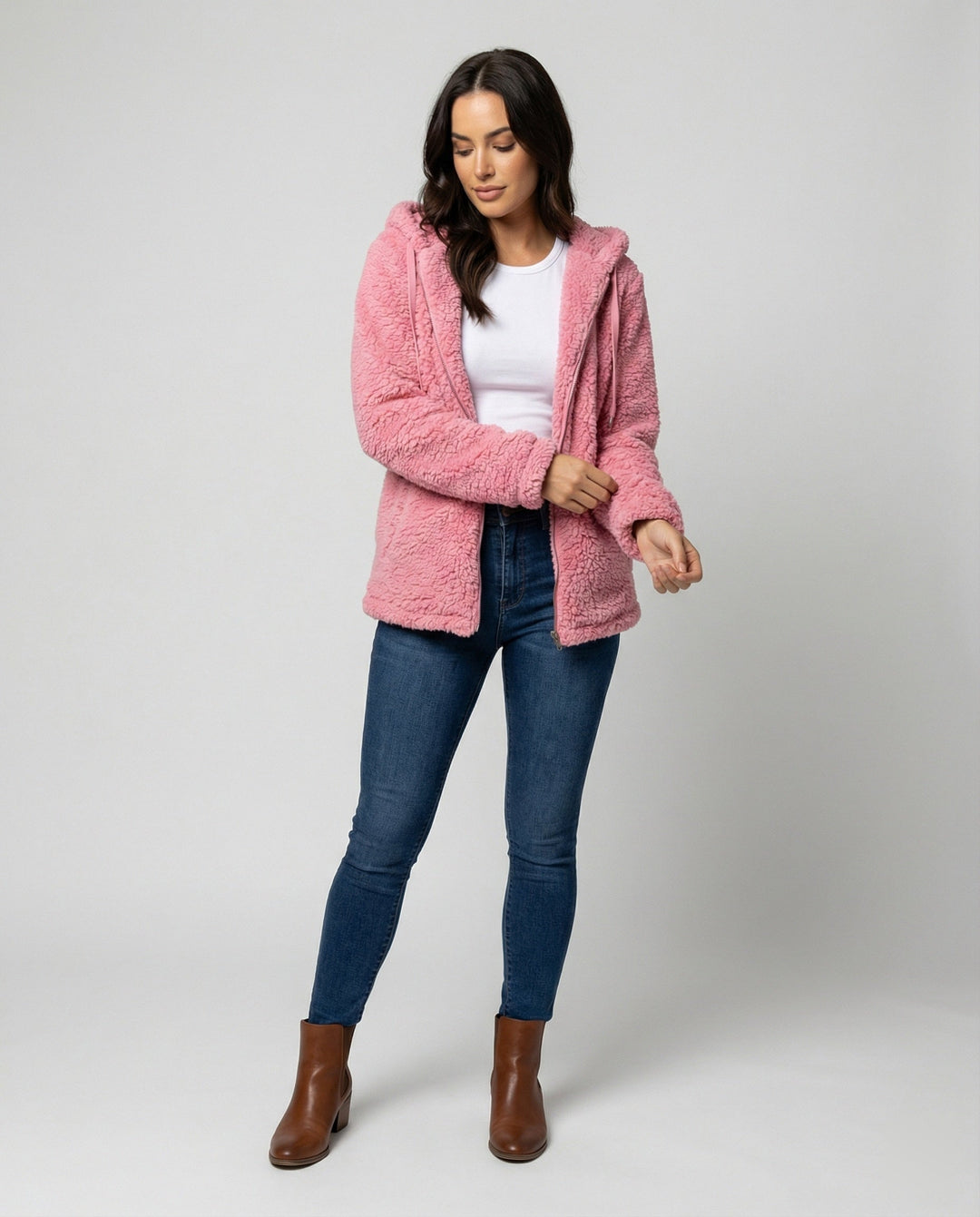 Damenjacke aus weichem Teddy-Fleece für kalte Tage