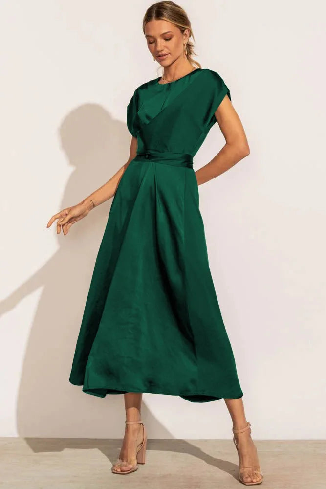 Exquisite women's evening dress made of satin silk – Elegant formal dr