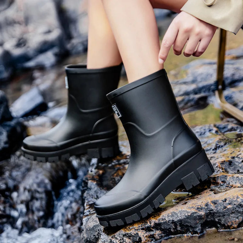 Detailaufnahme des Einstiegs der Damen-Regenstiefel