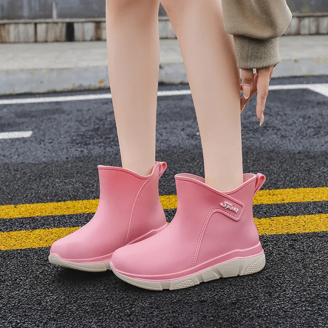 Damen Kurzschaft Gummistiefel Wasserfest