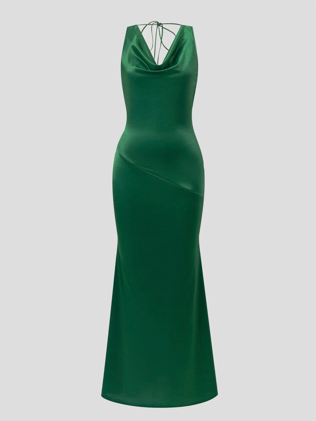 Langes Damen-Abendkleid mit Wasserfallausschnitt in stilvoller Silhouette