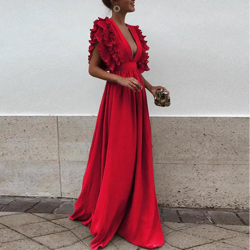 Katharina | Elegantes Kleid mit gerafften Ärmeln und V-Ausschnitt