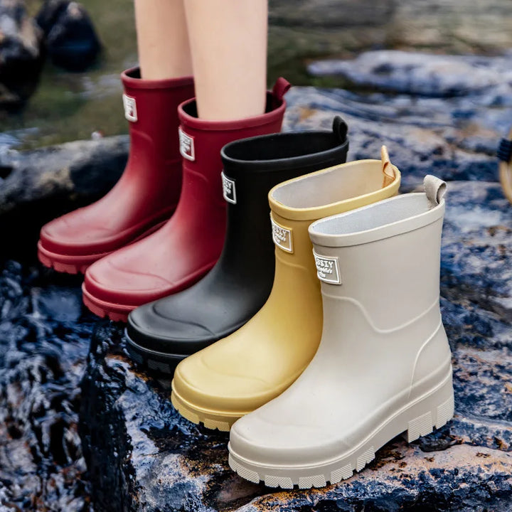 Detailansicht der Oberfläche der Damen-Regenstiefel