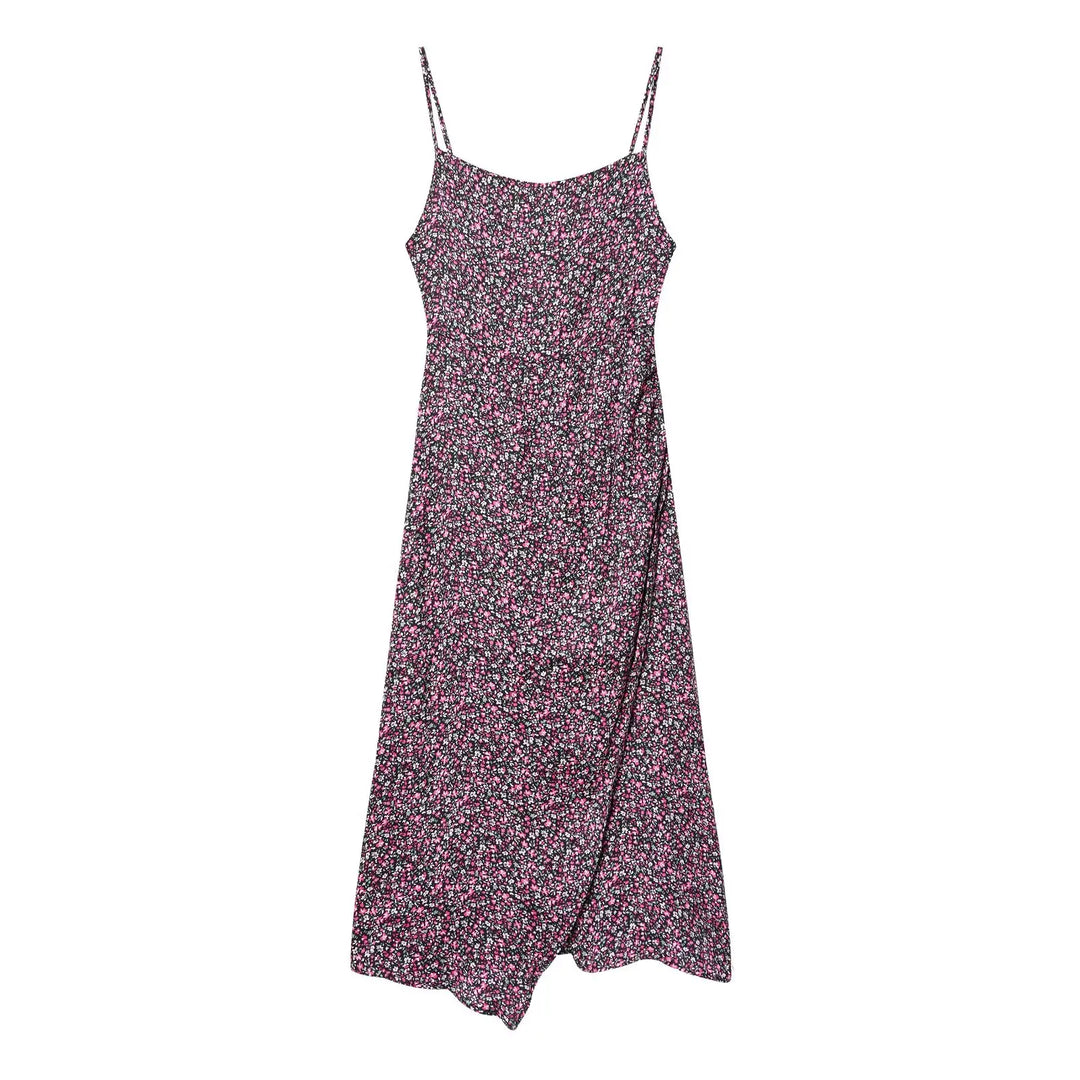 Damen V-Ausschnitt Chiffon Blumiges Boho Unterkleid