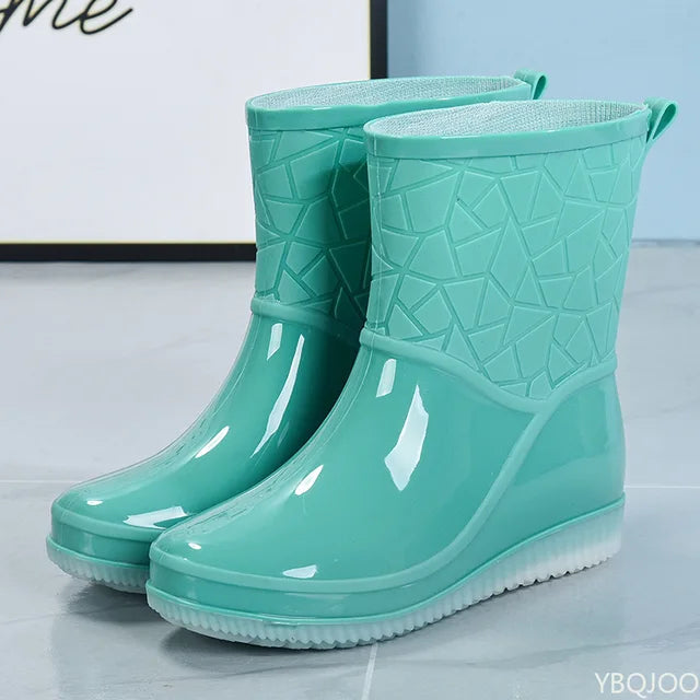 Damen Kurze Wasserdichte Regenstiefel Zum Hineinschlüpfen