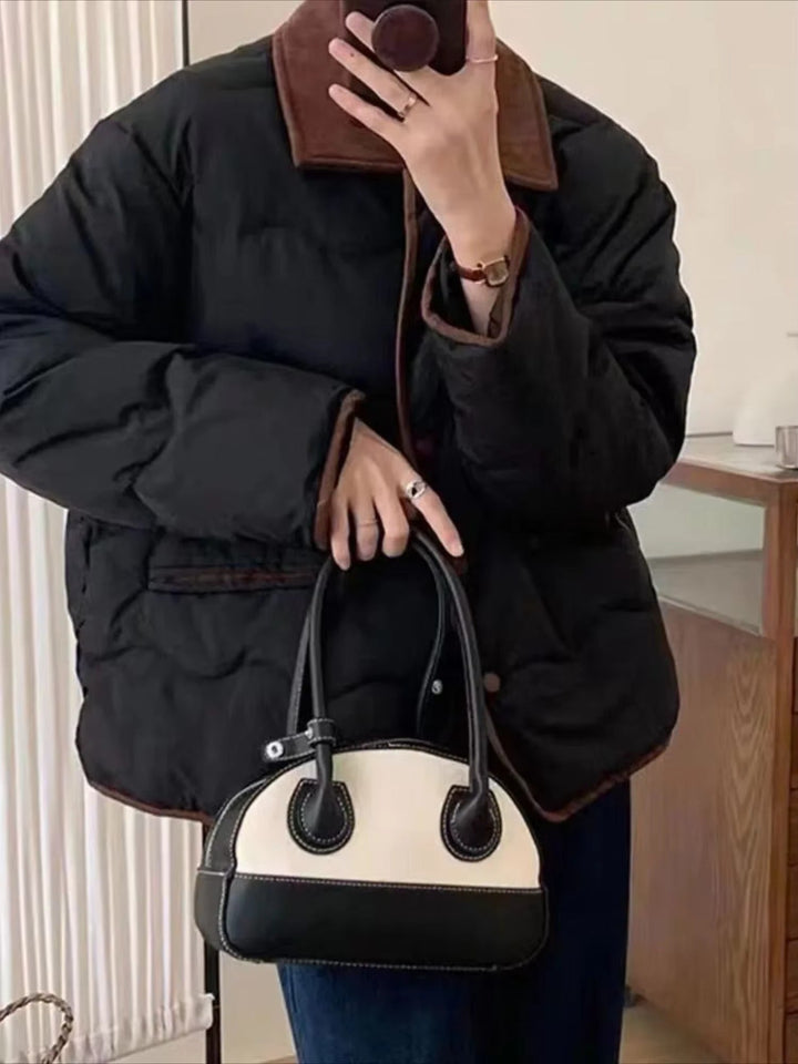 Steppjacke mit Kragen und Knopfleiste