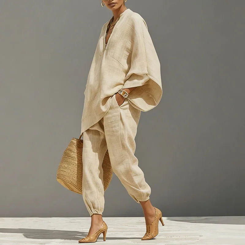 Sommerliches Damen-Set aus zweiteiligem Outfit in lässig-elegantem Stil