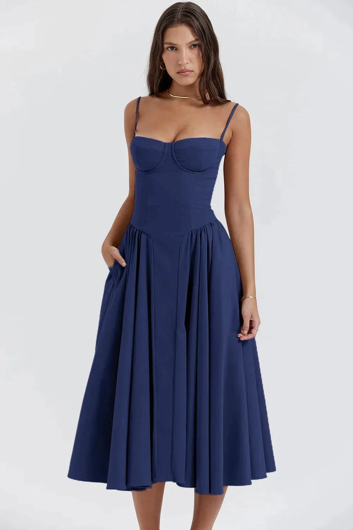 Hannah | Elegantes plissiertes schulterfreies Kleid