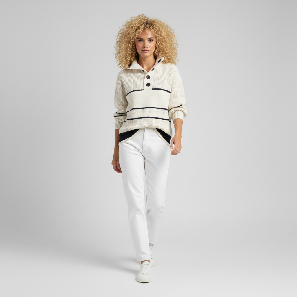 Weicher Damenpullover mit Streifen für bequeme Alltagsoutfits