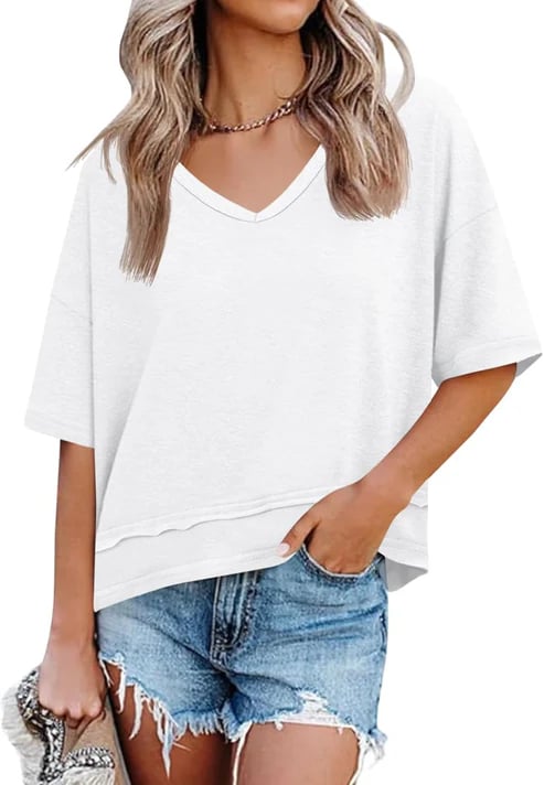 Damen Sommer-T-Shirt mit lockerem Sitz und kurzen Ärmeln