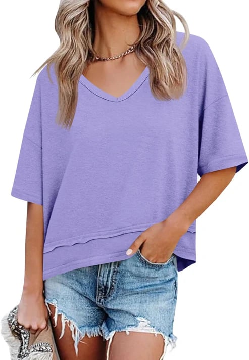 Leichtes V-Ausschnitt Damen T-Shirt als vielseitiges Basic