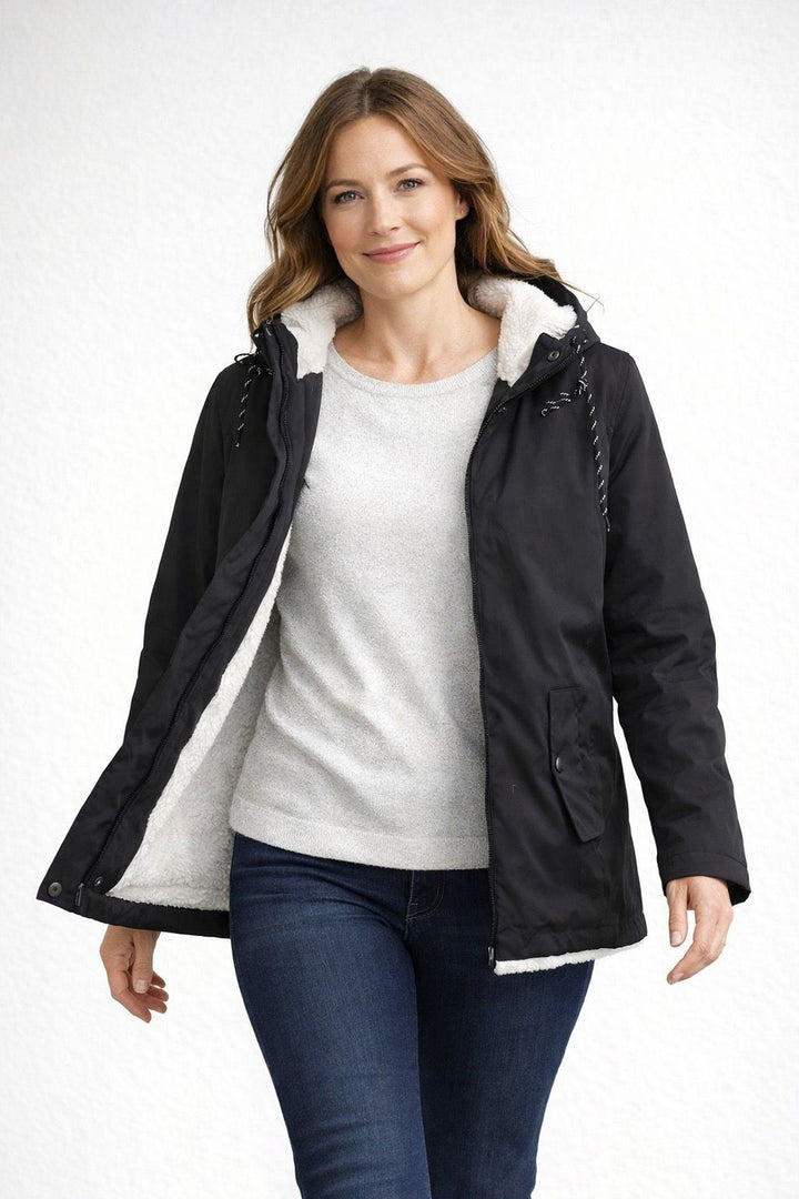 Damen-Winterjacke mit Kapuze und weichem Fleecefutter