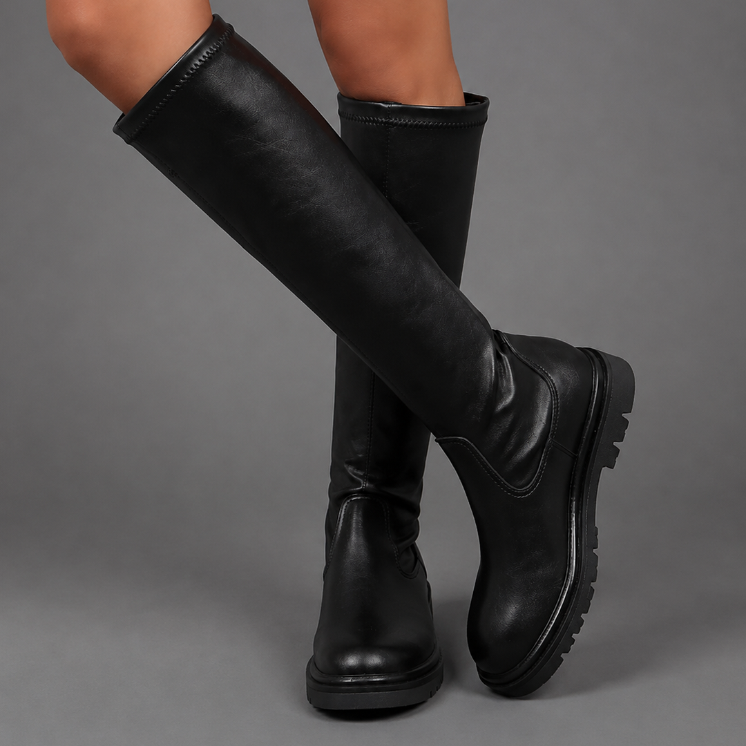 Damenstiefel mit spitzer Zehenpartie, passend zu Kleidern und Hosen