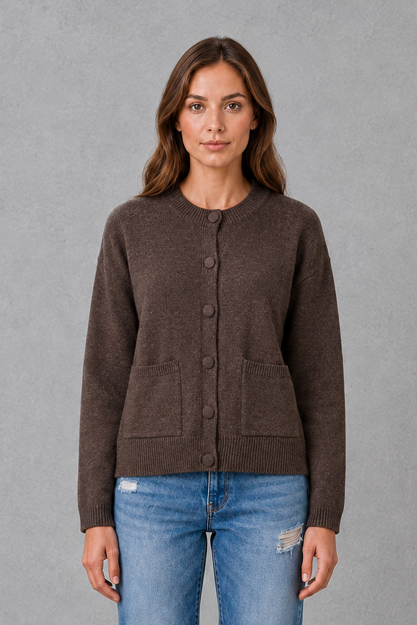 Damen Oversize Strickjacke aus grobem Strick mit offener Front