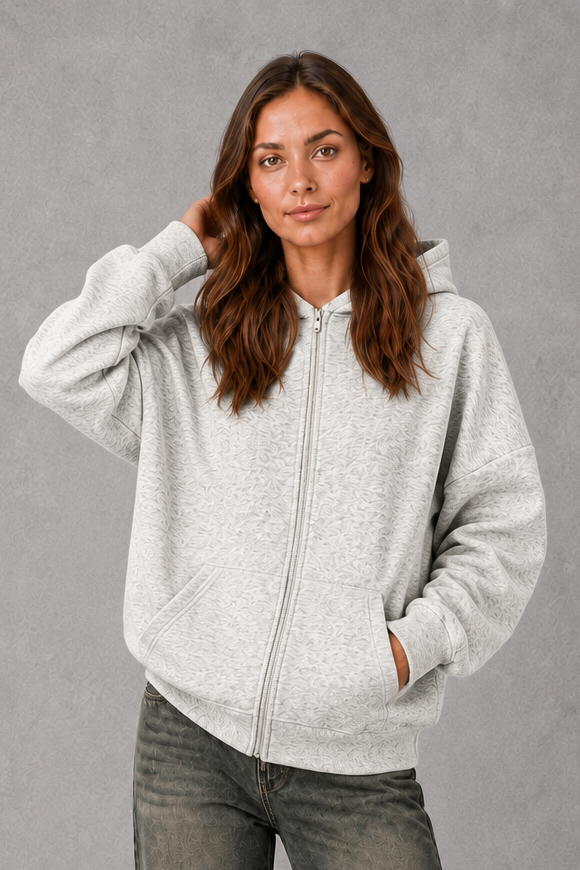 Damen Fleece Hoodie Mit Lockerer Passform