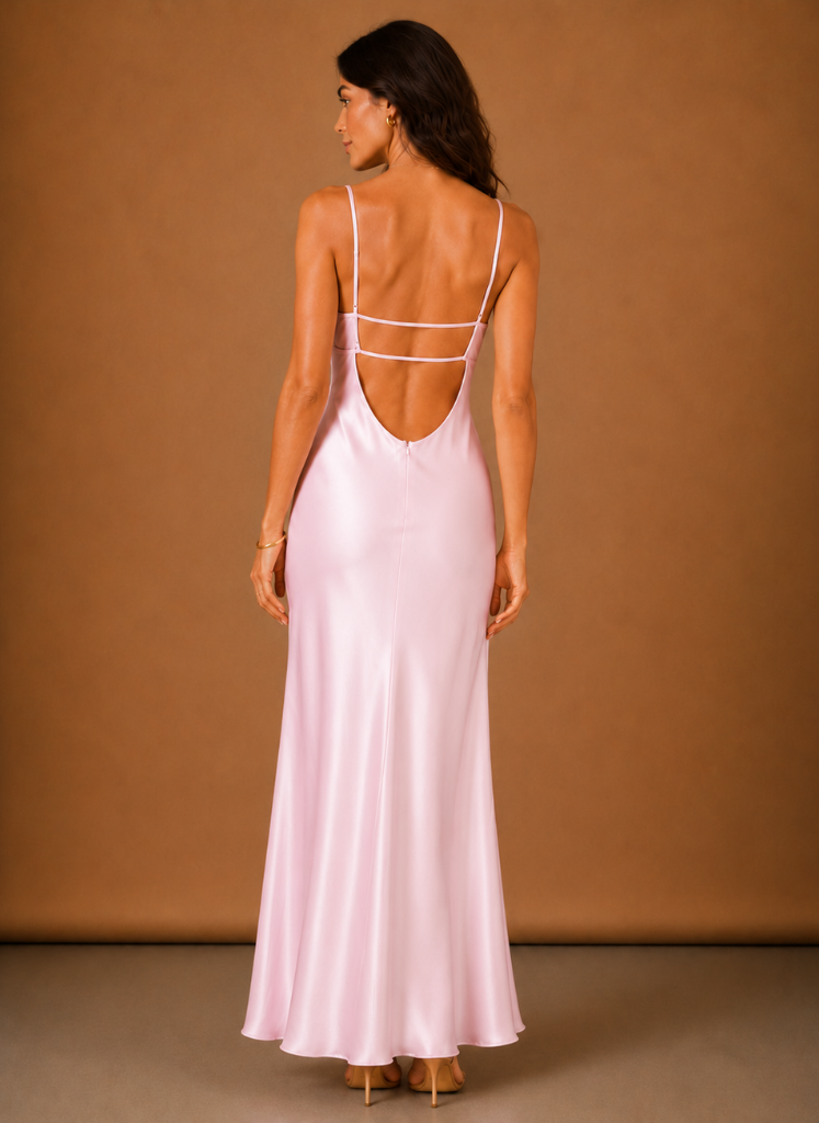Damen Abendkleid aus Satin mit langem, elegantem Schnitt