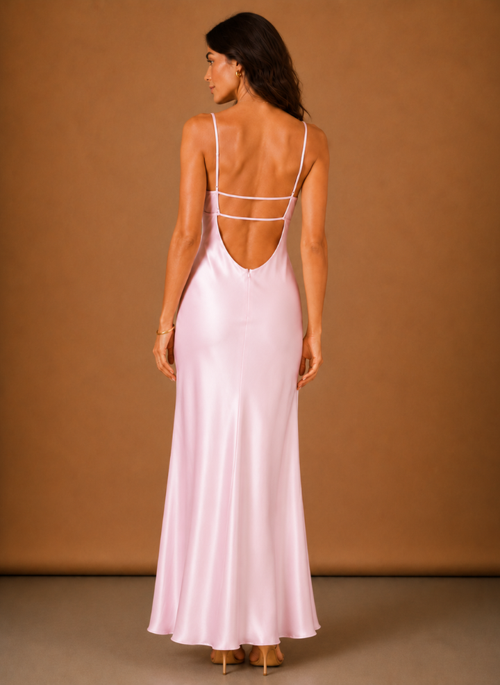 Damen Abendkleid aus Satin mit langem, elegantem Schnitt