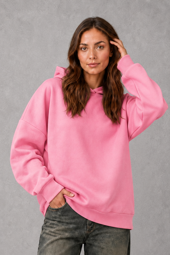 Damen Fleece Hoodie Mit Lockerer Passform