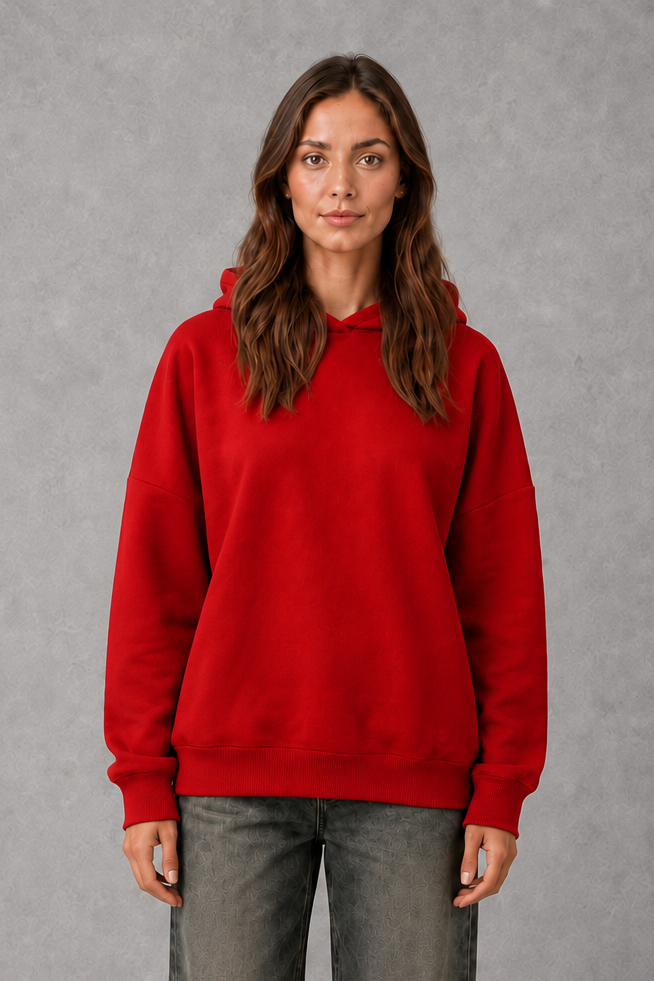 Damen Fleece Hoodie Mit Lockerer Passform