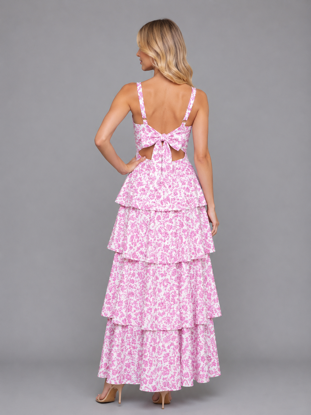 Elegantes langes Kleid mit Blumenmuster für festliche Anlässe