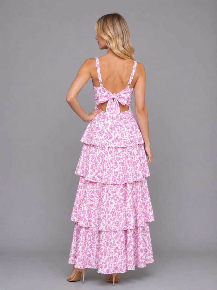 Elegantes langes Kleid mit Blumenmuster für festliche Anlässe