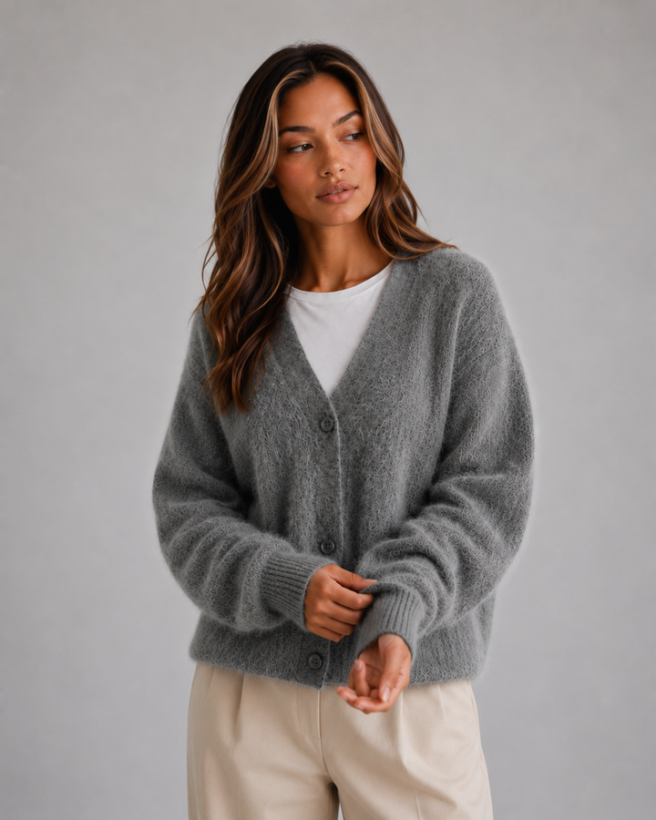 Damen Strickcardigan Mit V Ausschnitt Und Knopfleiste
