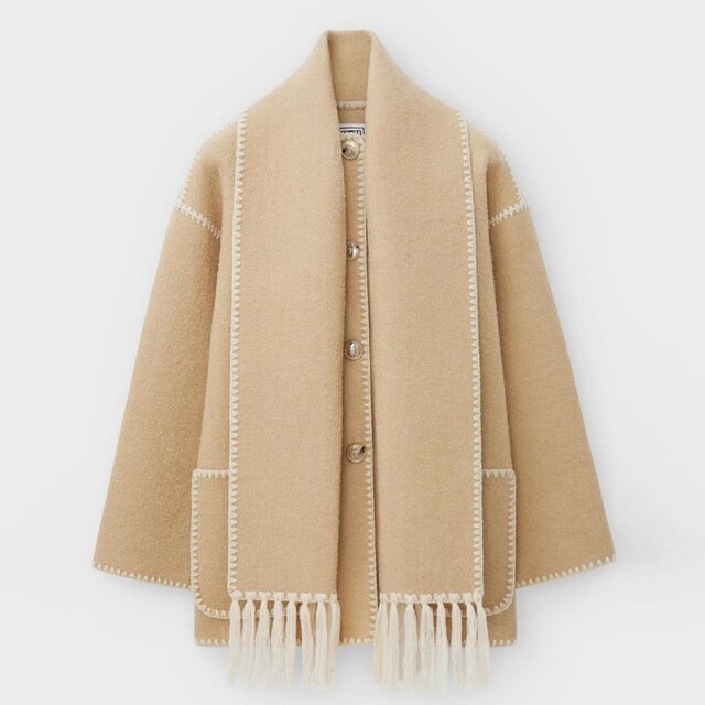 Modische Oversized-Jacke für Damen mit elegantem Cape-Design