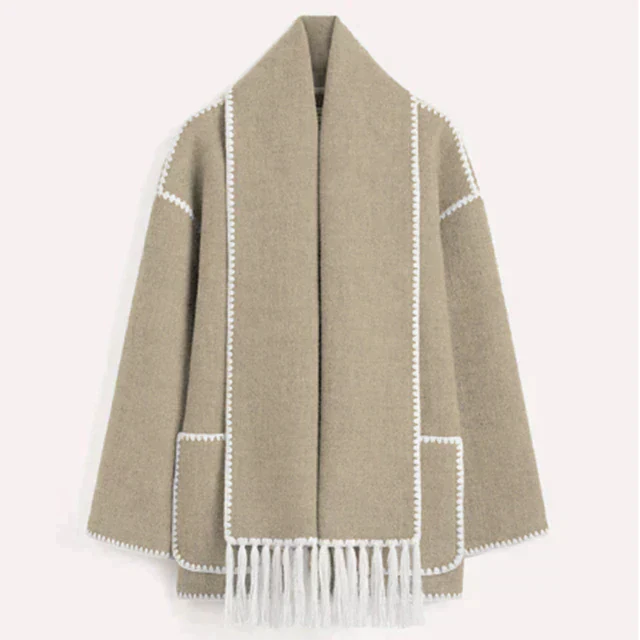 Damen Cape Jacke Mit Schalquasten Im Oversized Schnitt