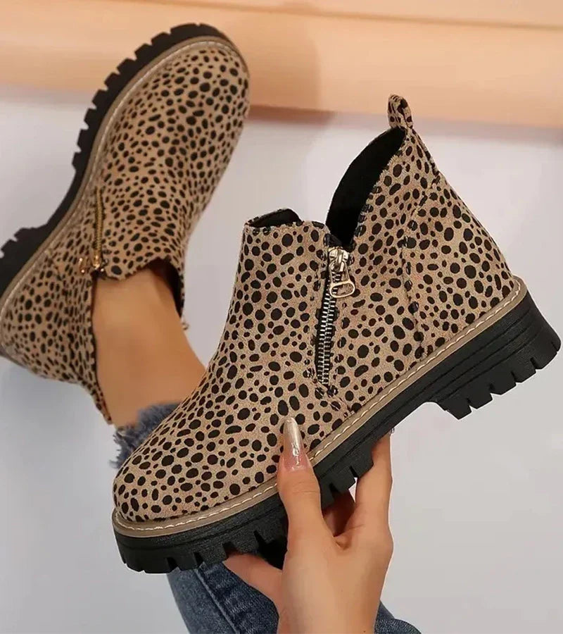 Damen Plateau Stiefeletten Mit Rundem Zehenbereich