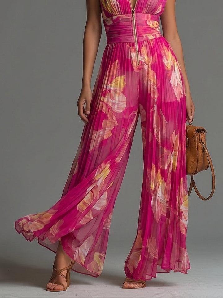 Damen Jumpsuit mit Blumenprint in Rückansicht