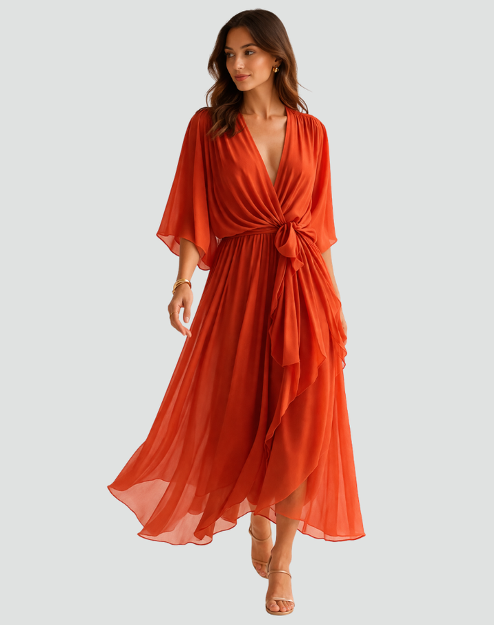 Damen-Wickel-Maxikleid in voller Länge für sommerliche Outfits