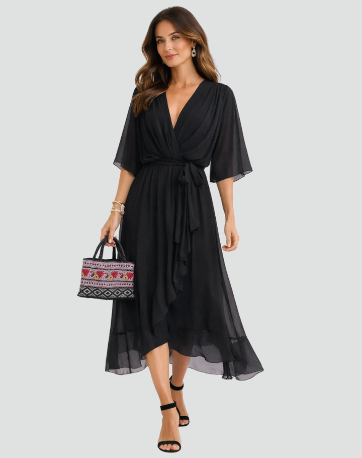 Damen-Wickelkleid als vielseitiger Look für den Alltag