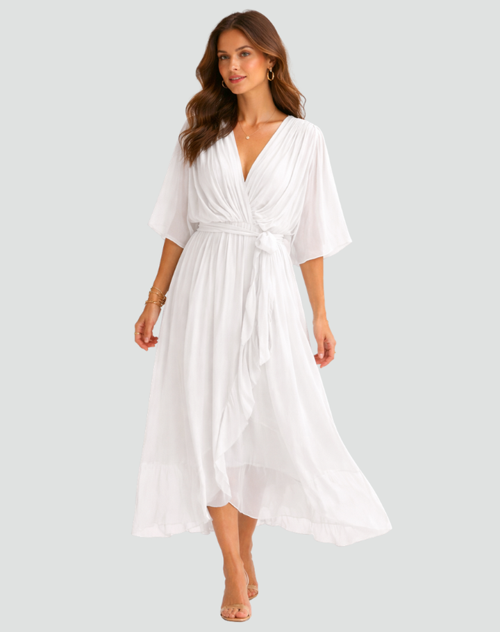 Damen Wickel Maxikleid