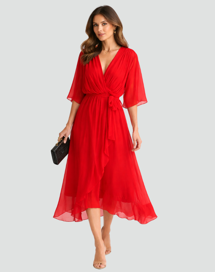 Damen Wickel Maxikleid