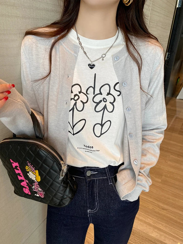 Damen Grobstrick Cardigan mit langen Ärmeln, lockere Passform