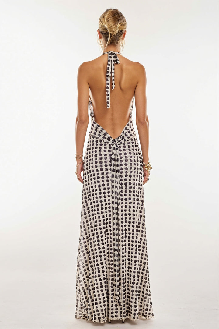 Rückenfreies Maxikleid mit Print in eleganter, figurbetonter Silhouette