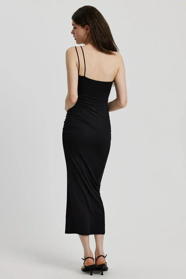 Damen Schwarzes Ärmelloses Maxi-Kleid