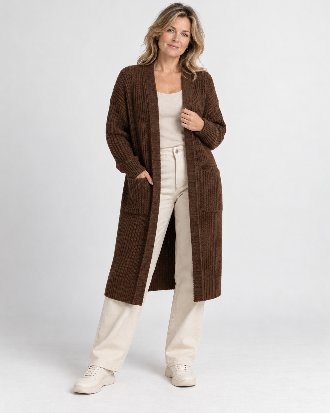 Damen Oversize Strickcardigan in extra langer Passform