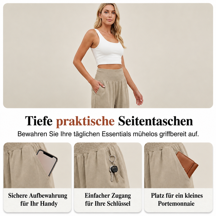 Boho-Hose mit weitem Bein und Volantsaum